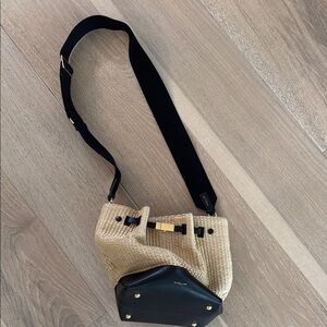 DeMellier Black and Tan Crossbody Bag with Asymmetrical Design